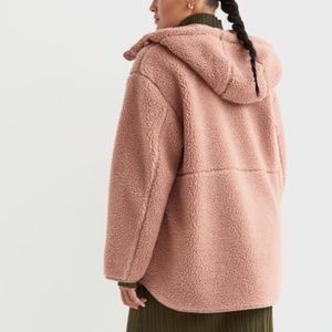 SOLD. H@M Ladies - S-M - Pink Hooded Faux Shearling Jacket (up to size M).